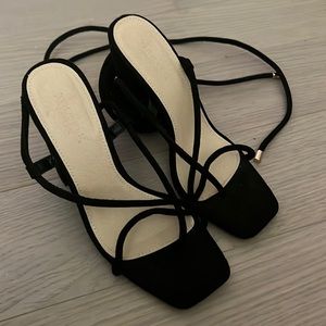 Truffle Collection Lace Up black heels